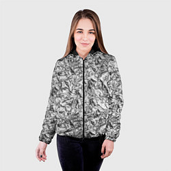 Куртка с капюшоном женская Текстура мятой алюминиевой фольги, цвет: 3D-черный — фото 2