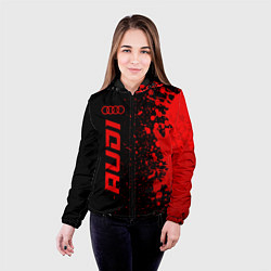 Куртка с капюшоном женская Audi - red gradient по-вертикали, цвет: 3D-черный — фото 2
