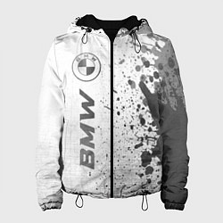 Куртка с капюшоном женская BMW - white gradient по-вертикали, цвет: 3D-черный