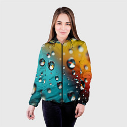 Куртка с капюшоном женская Крупные капли на цветном фоне, цвет: 3D-черный — фото 2