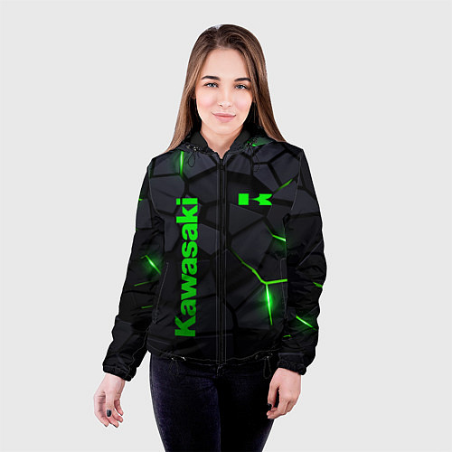 Женская куртка Kawasaki - плиты с эффектом свечения / 3D-Черный – фото 4