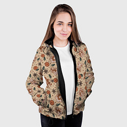 Куртка с капюшоном женская Узор с пряниками и специями для глинтвейна, цвет: 3D-черный — фото 2