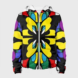 Куртка с капюшоном женская Яркий калейдоскоп, цвет: 3D-белый