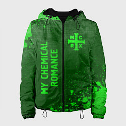 Куртка с капюшоном женская My Chemical Romance - green gradient вертикально, цвет: 3D-черный