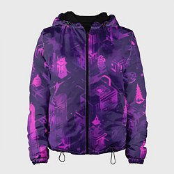 Куртка с капюшоном женская Неоновый городок, цвет: 3D-черный