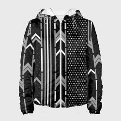 Куртка с капюшоном женская Закулисье чёрно-белое, цвет: 3D-белый