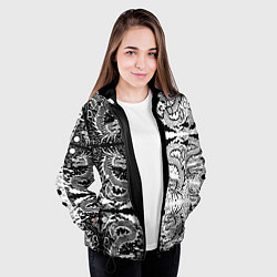 Куртка с капюшоном женская Драконы инь и янь с узорами, цвет: 3D-черный — фото 2