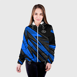 Куртка с капюшоном женская Субару - синяя спорт униформа, цвет: 3D-белый — фото 2