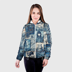Куртка с капюшоном женская Персонажи аниме на пэчворк, цвет: 3D-белый — фото 2