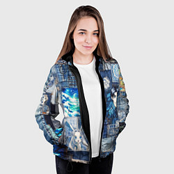 Куртка с капюшоном женская Микс аниме и пэчворк, цвет: 3D-черный — фото 2