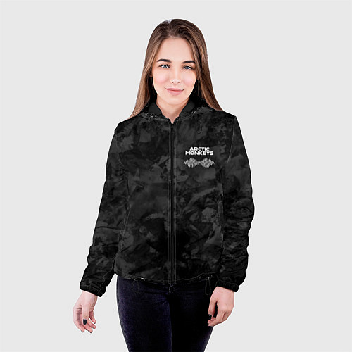 Женская куртка Arctic Monkeys - серый тайдай / 3D-Черный – фото 4