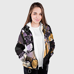 Куртка с капюшоном женская Чёрно-жёлтый камень, цвет: 3D-белый — фото 2