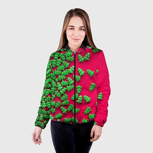 Женская куртка Веселые елочки / 3D-Черный – фото 4