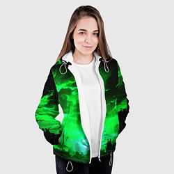 Куртка с капюшоном женская Кислотный зелёный закат, цвет: 3D-белый — фото 2