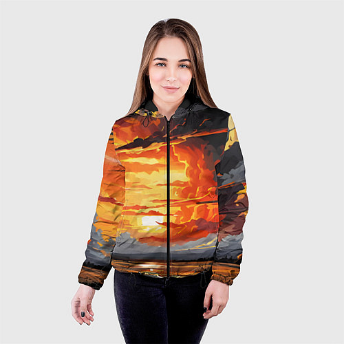 Женская куртка Багровый закат / 3D-Черный – фото 4