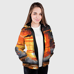 Куртка с капюшоном женская Багровый закат, цвет: 3D-черный — фото 2