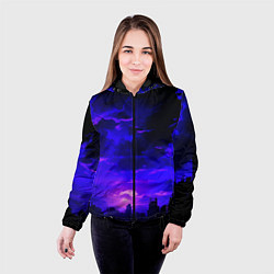 Куртка с капюшоном женская Фиолетовый апокалиптический закат, цвет: 3D-черный — фото 2