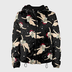 Куртка с капюшоном женская Рик и Морти новогодний паттерн, цвет: 3D-черный