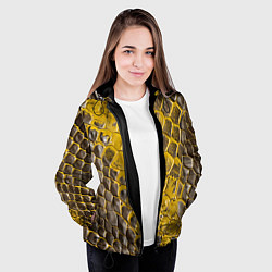 Куртка с капюшоном женская Красивая кожа змеи, цвет: 3D-черный — фото 2
