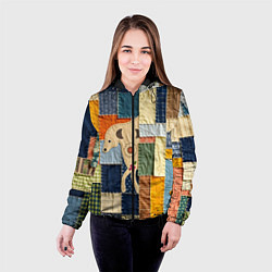 Куртка с капюшоном женская Пэчворк с собакой, цвет: 3D-черный — фото 2