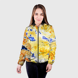 Куртка с капюшоном женская Сине-золотая абстракция, цвет: 3D-черный — фото 2