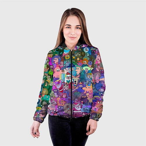 Женская куртка Новогодний виммельбух / 3D-Черный – фото 4