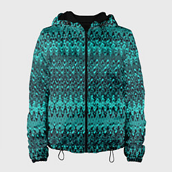 Куртка с капюшоном женская Бирюзовый узоры, цвет: 3D-черный