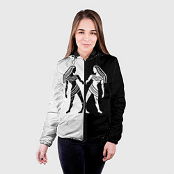 Куртка с капюшоном женская Близнецы чёрно-белое, цвет: 3D-черный — фото 2