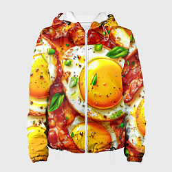 Куртка с капюшоном женская Яичница с беконом, цвет: 3D-белый