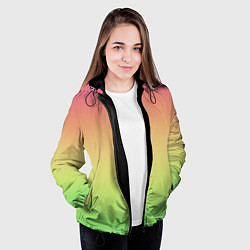 Куртка с капюшоном женская Градиент заря розово-зелёный, цвет: 3D-черный — фото 2