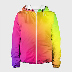 Куртка с капюшоном женская Градиент зелёно-фиолетовый насыщенный, цвет: 3D-белый