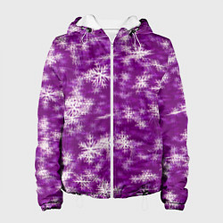 Куртка с капюшоном женская Снежинки глитч, цвет: 3D-белый