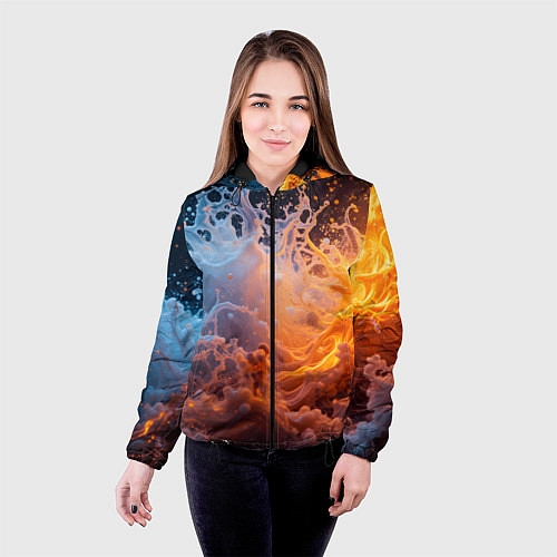Женская куртка Брызги воды и огня / 3D-Черный – фото 4