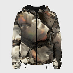 Куртка с капюшоном женская Жидкая субстанция светло-коричневая, цвет: 3D-черный