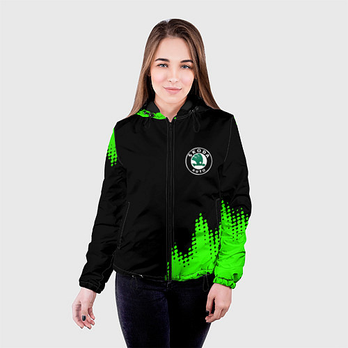 Женская куртка Skoda краски зеленые / 3D-Черный – фото 4