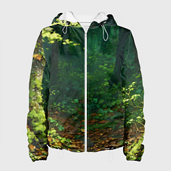 Куртка с капюшоном женская Зелёный летний лес, цвет: 3D-белый