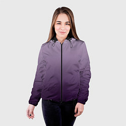 Куртка с капюшоном женская Градиент мягкий холодный сиреневый, цвет: 3D-черный — фото 2