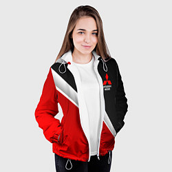 Куртка с капюшоном женская Mitsubishi - черный и красный, цвет: 3D-белый — фото 2
