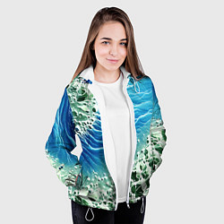 Куртка с капюшоном женская Берег и синие волны, цвет: 3D-белый — фото 2