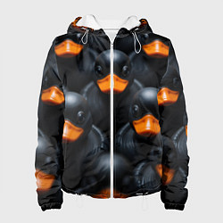 Куртка с капюшоном женская Черные уточки, цвет: 3D-белый