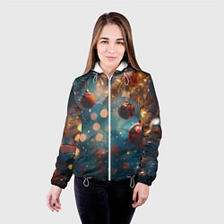 Куртка с капюшоном женская Новый год боке стиль, цвет: 3D-белый — фото 2