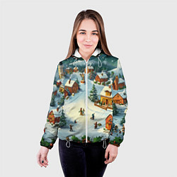 Куртка с капюшоном женская Каникулы нового года, цвет: 3D-белый — фото 2