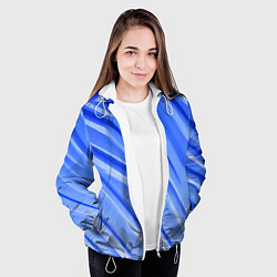 Куртка с капюшоном женская Синий пластик, цвет: 3D-белый — фото 2