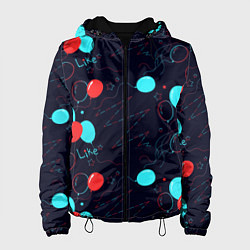 Куртка с капюшоном женская Воздушные шары для праздника, цвет: 3D-черный