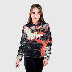 Куртка с капюшоном женская Паттерн с деревьями в японском стиле - нейросеть, цвет: 3D-черный — фото 2