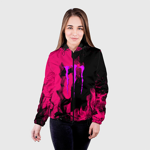Женская куртка Monster energy fire pink / 3D-Черный – фото 4