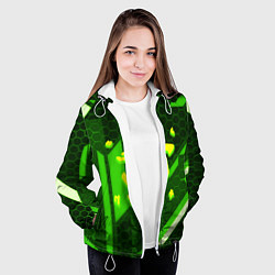Куртка с капюшоном женская Doom geometry green, цвет: 3D-белый — фото 2