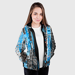 Куртка с капюшоном женская Киберпанк паттерн синий, цвет: 3D-черный — фото 2