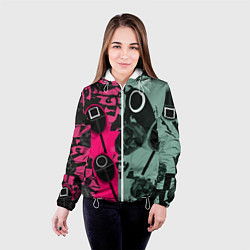Куртка с капюшоном женская Маски из игры в кальмара, цвет: 3D-белый — фото 2