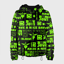 Куртка с капюшоном женская Bon Jovi кислотный паттерн, цвет: 3D-черный